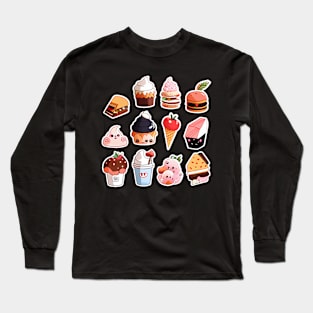 #9 Cute happy food sticker pack Long Sleeve T-Shirt